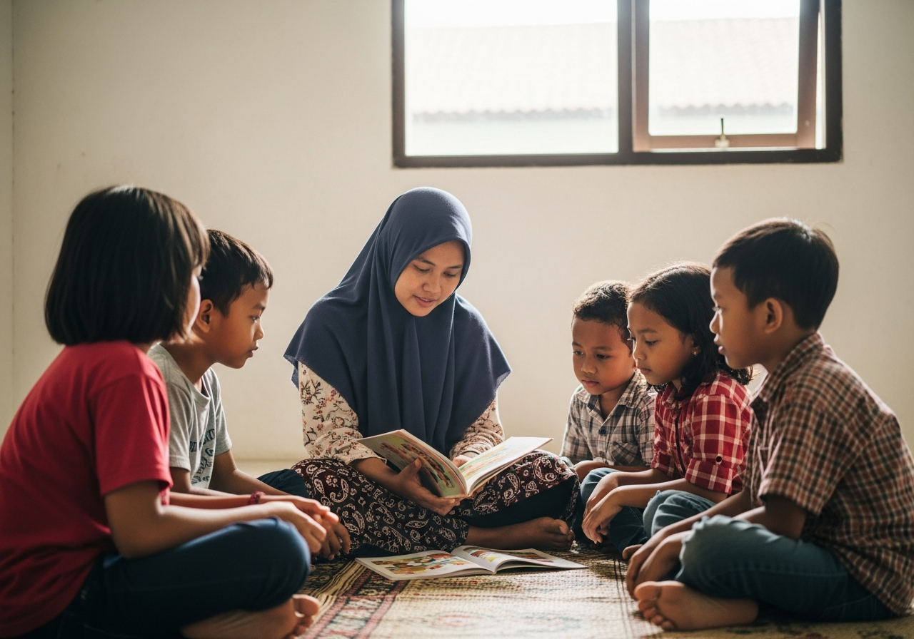 Kegiatan belajar di panti asuhan