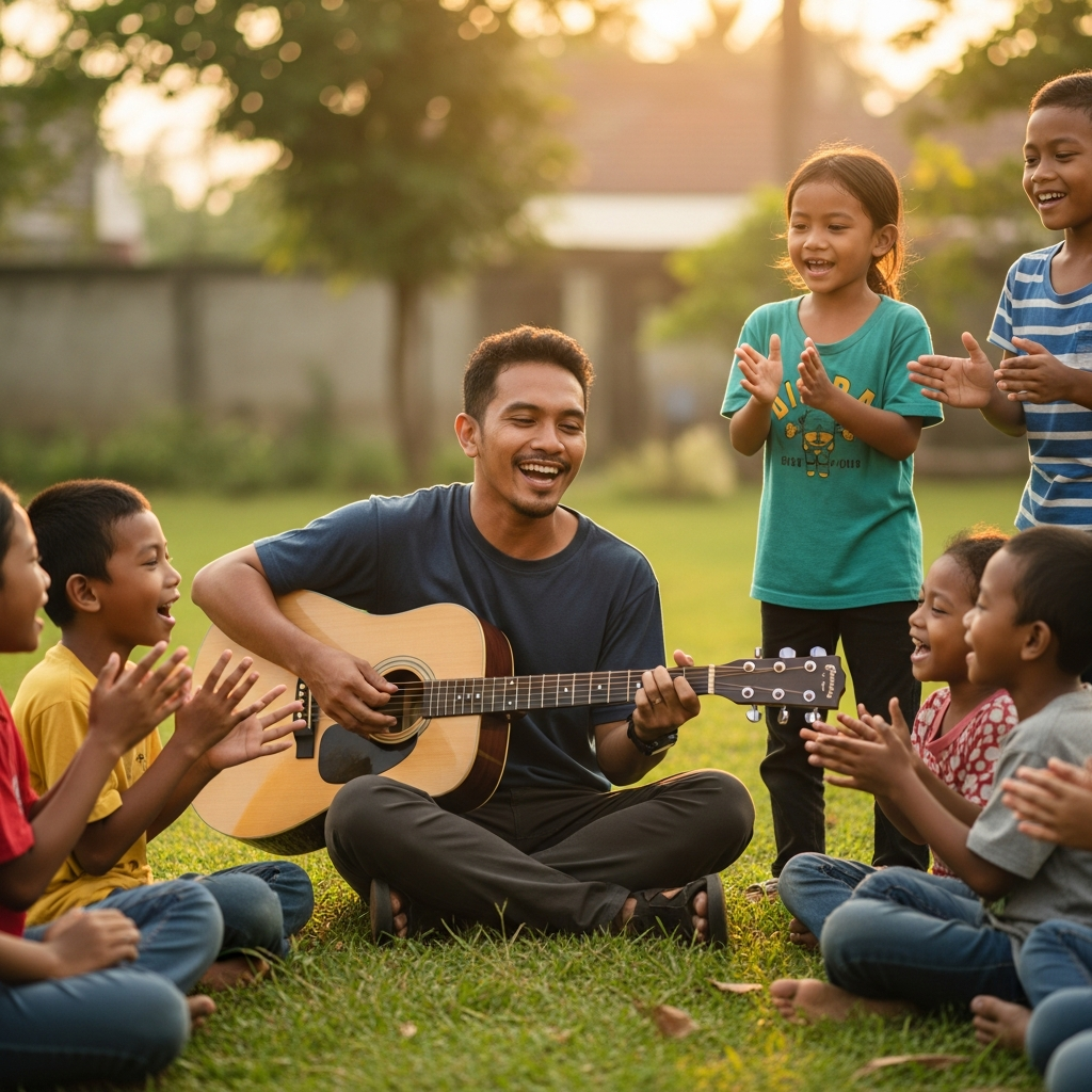 Anak-anak belajar dengan gembira