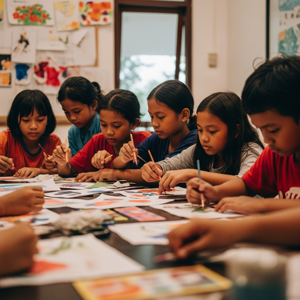 Anak-anak belajar dengan gembira